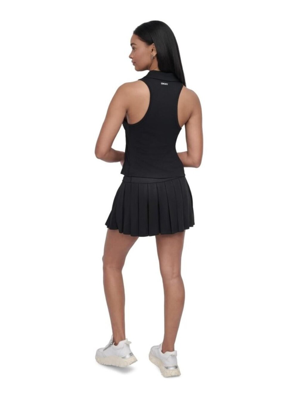 DKNY Sport Women's Court Racerback Polo Tank Top - Black L - Picture 2 of 6